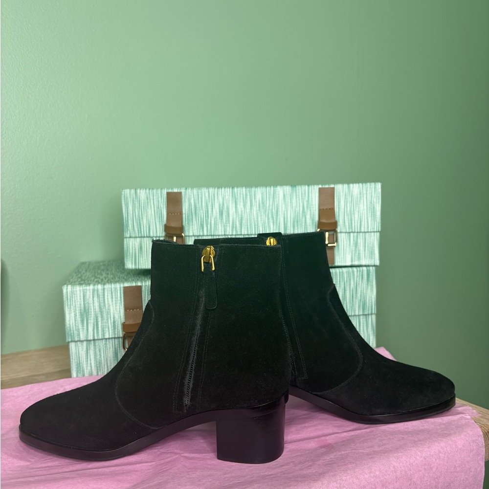 Black Ankle Boots with Gold Buckle - Picture 2 of 13